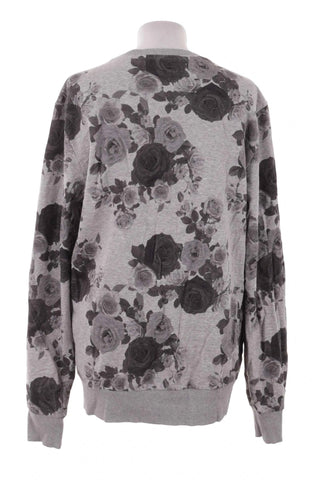 Bluza damska dresowa w kwiaty - Szara