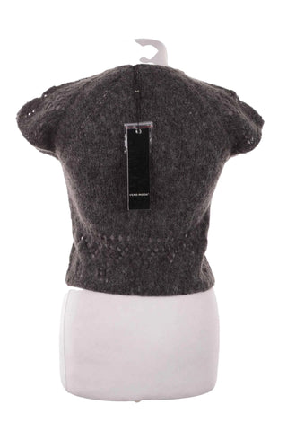 Sweter Damski Krótki Dzianinowy - Szary  35% moher