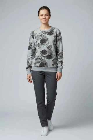 Bluza damska dresowa w kwiaty - Szara