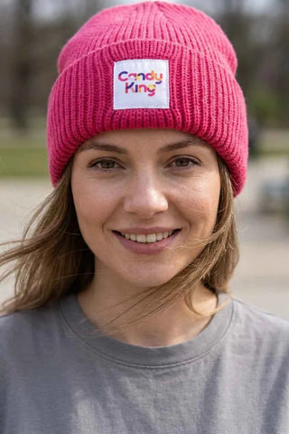 Czapka Beanie Dzianinowa Candy King - Różowy