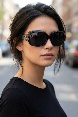 Damskie Czarne Okulary Przeciwsloneczne Oversize
