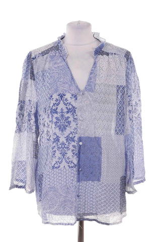 Bluzka damska patchwork niebiesko-biała
