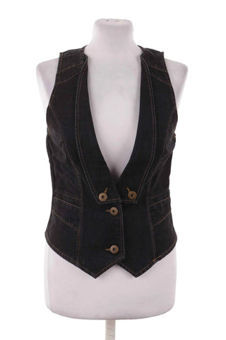 Kamizelka jeansowa damska - Ciemny jeans