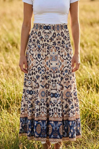 Dluga Spodnica Maxi w Kwiaty w Stylu Boho