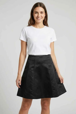 Spódnica mini A-line satynowa - Czarna
