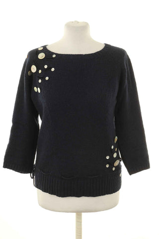 Sweter granatowy 36% moher, 16% wełna