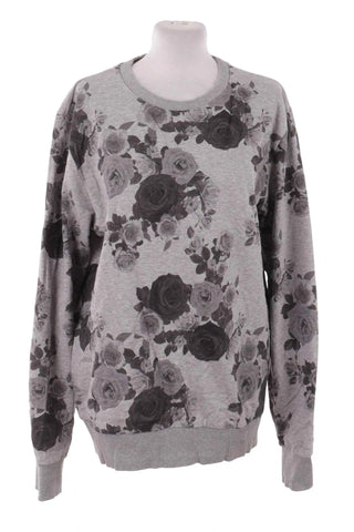 Bluza damska dresowa w kwiaty - Szara