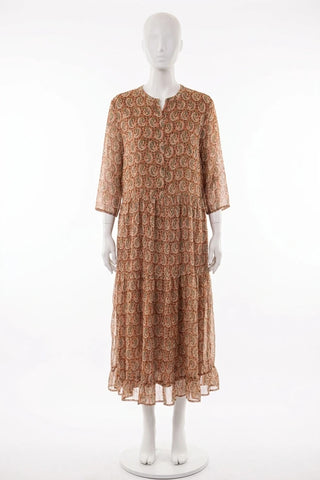 Sukienka Maxi Paisley - Pomarańczowo-brązowa