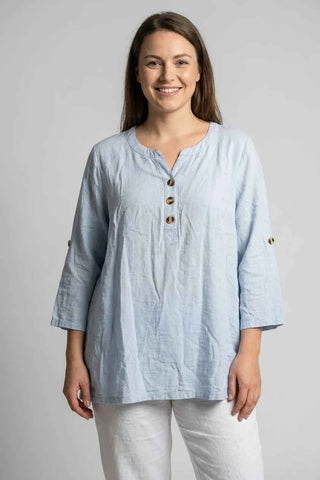 Tunika  oversize z guzikami - Niebieska